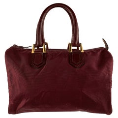 Christian Dior Bagages Vintage Burgundy Logo Canvas Boston Bag