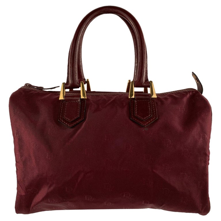 Christian Dior Bagages Vintage Burgundy Logo Canvas Boston Bag For Sale at  1stDibs