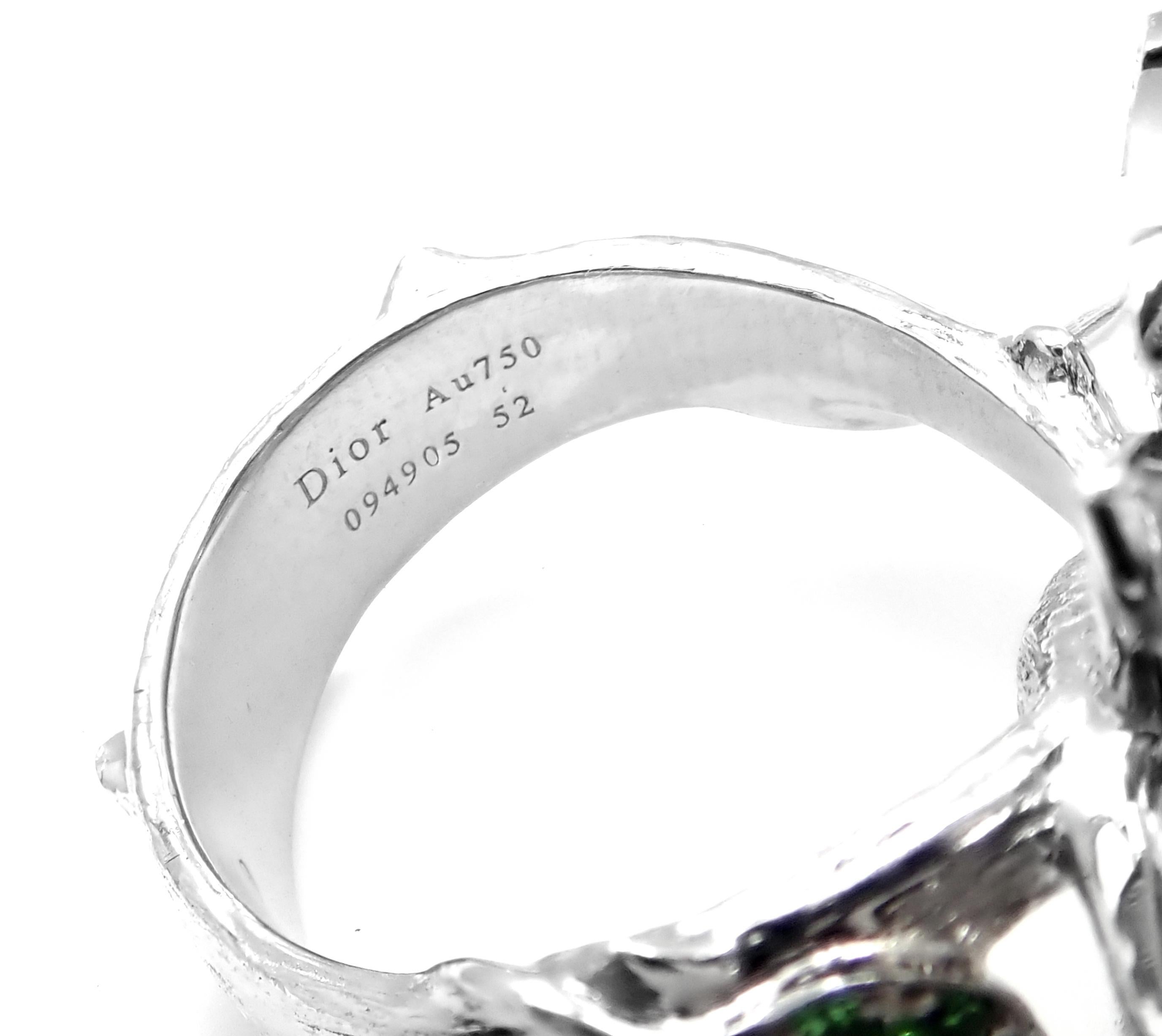 Christian Dior Bagatelle Flower Diamond Pink Sapphire White Gold Ring In New Condition In Southampton, PA