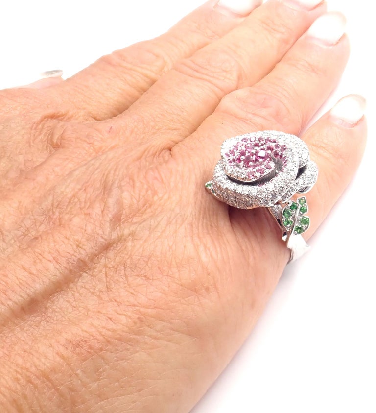 Christian Dior Bagatelle Flower Diamond Pink Sapphire White Gold Ring