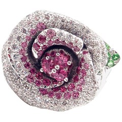 Christian Dior Bagatelle Flower Diamond Pink Sapphire White Gold Ring