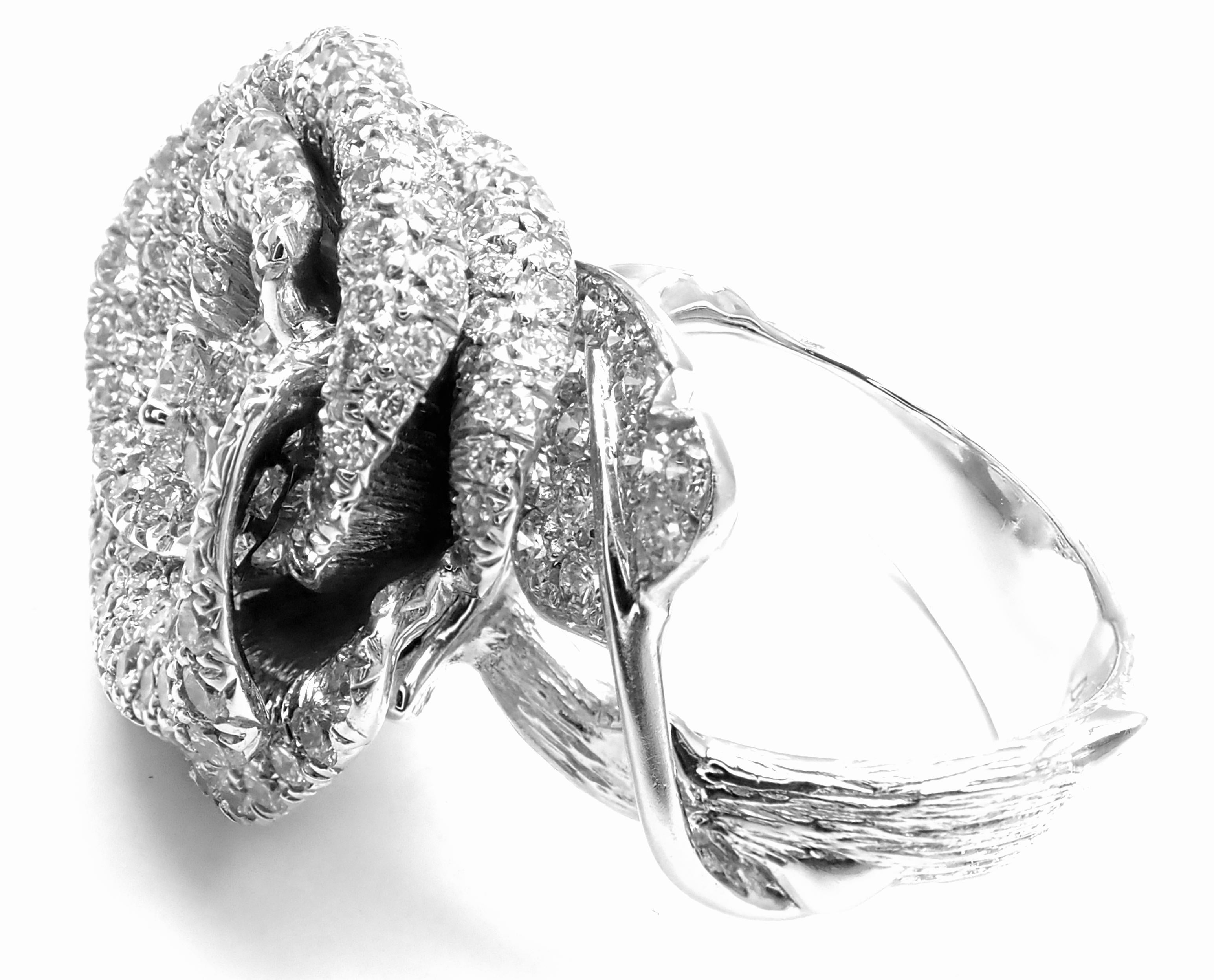 Women's or Men's Christian Dior Bagatelle Rose Diamond Medium Model White Gold Ring