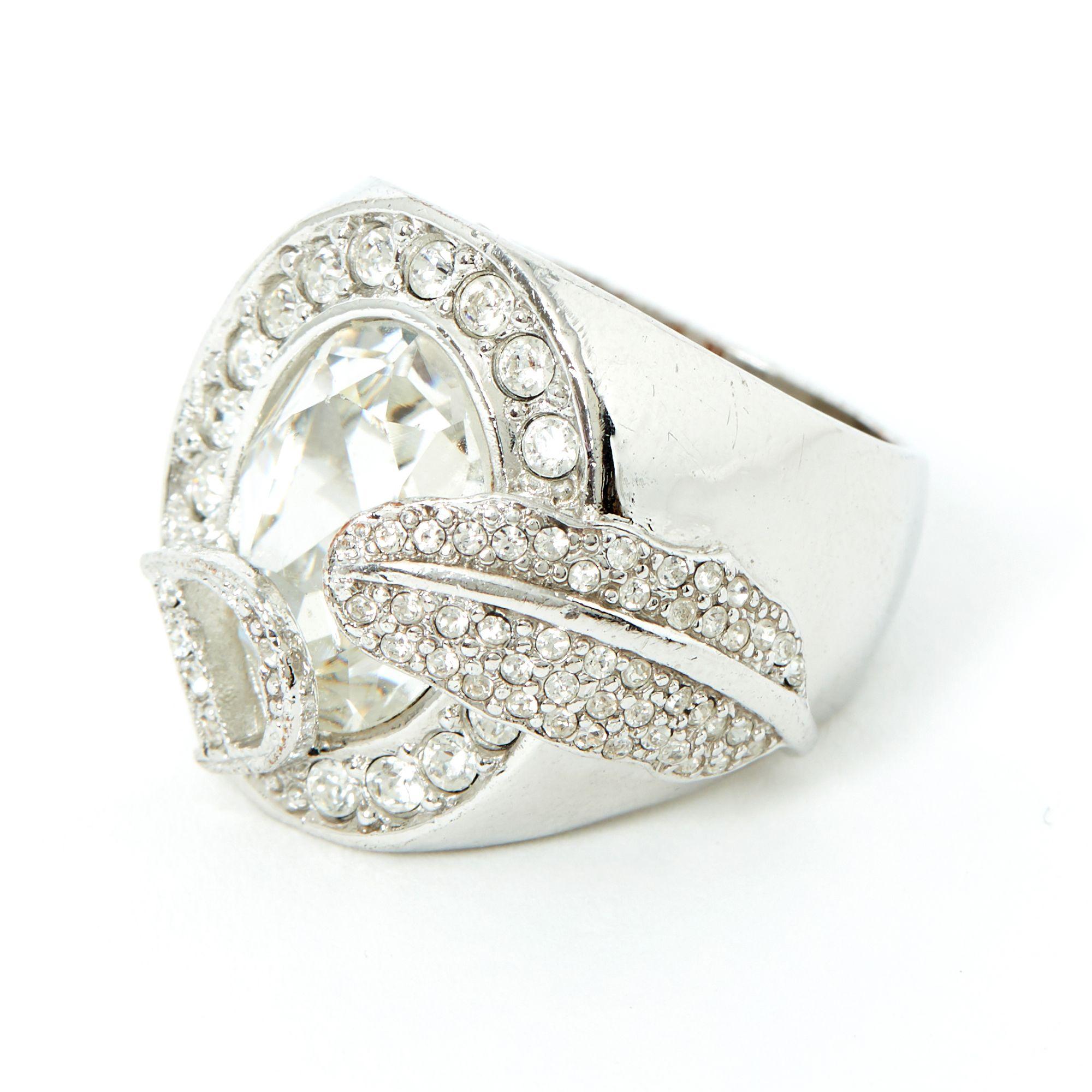 Christian Dior Bague D TDD50 Silberfarbener Fancy Diamantring US5.75 im Zustand „Gut“ im Angebot in PARIS, FR