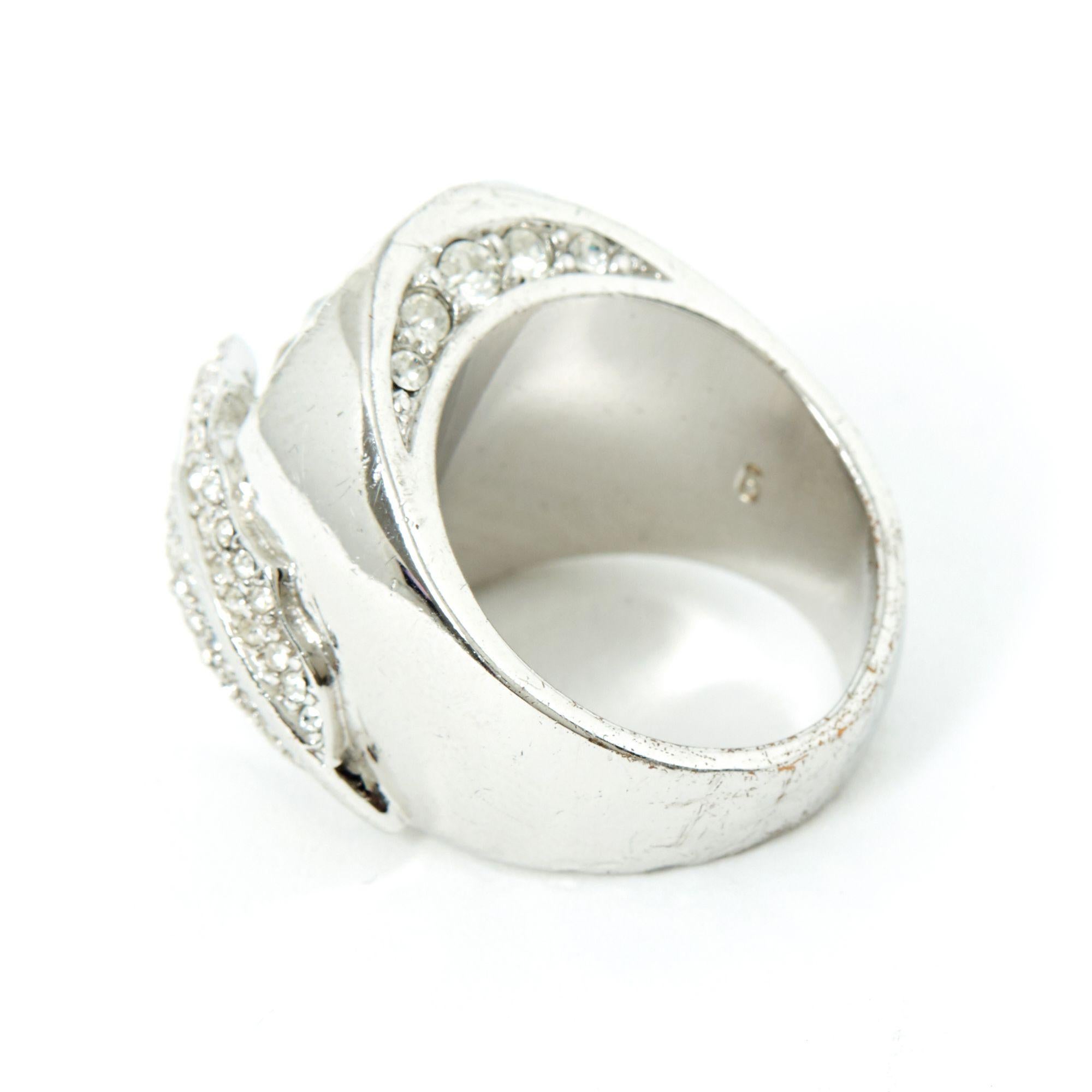 Christian Dior Bague D TDD50 Silver Color Fancy Diamonds Ring US5.75 In Good Condition For Sale In PARIS, FR