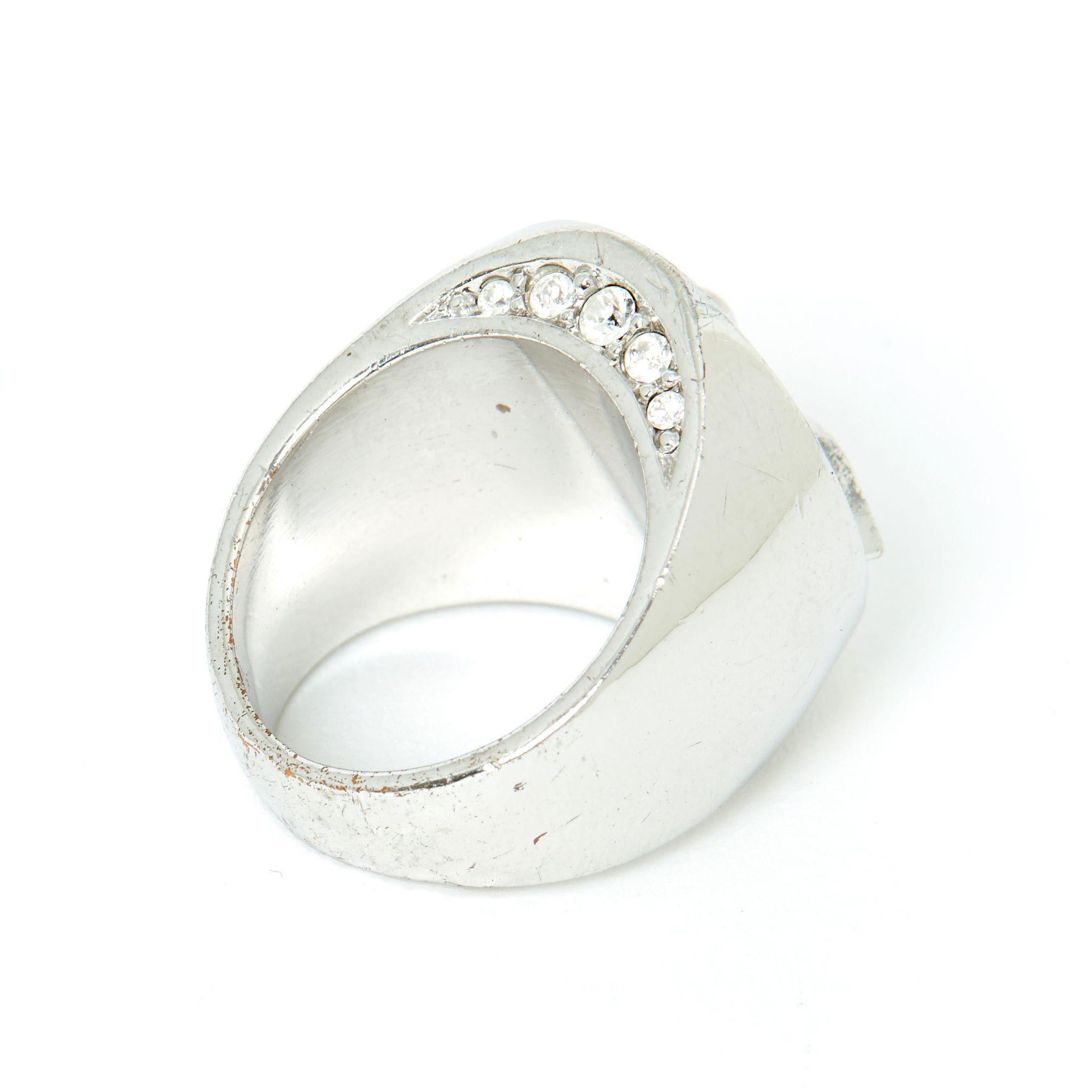 Christian Dior Bague D TDD50 Silver Color Fancy Diamonds Ring US5.75 In Good Condition For Sale In PARIS, FR