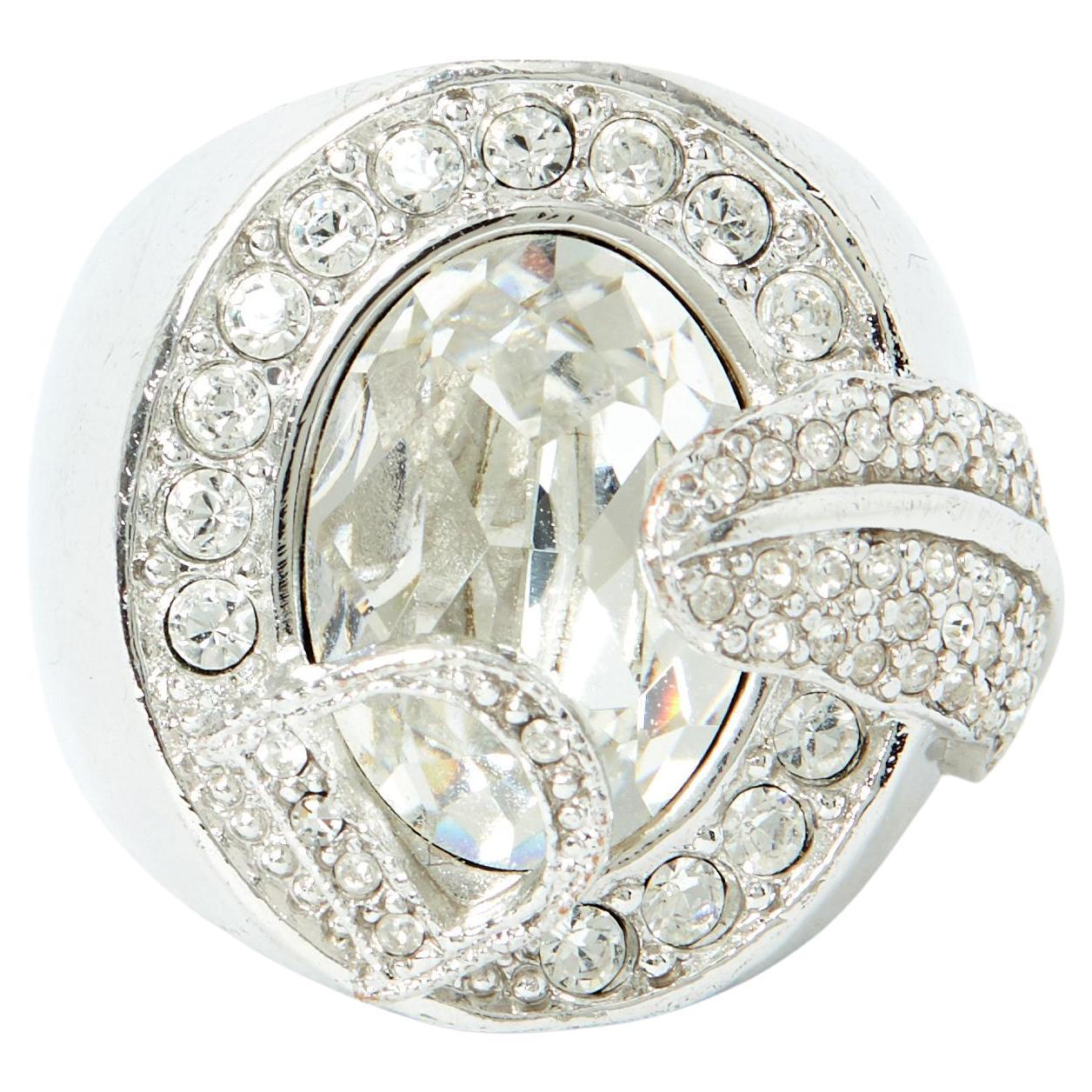 Christian Dior Bague D TDD50 Silver Color Fancy Diamonds Ring US5.75 For Sale
