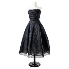 Vintage Christian Dior Ball Gown in black tulle & satin appliqué N° 363404 Circa 1955