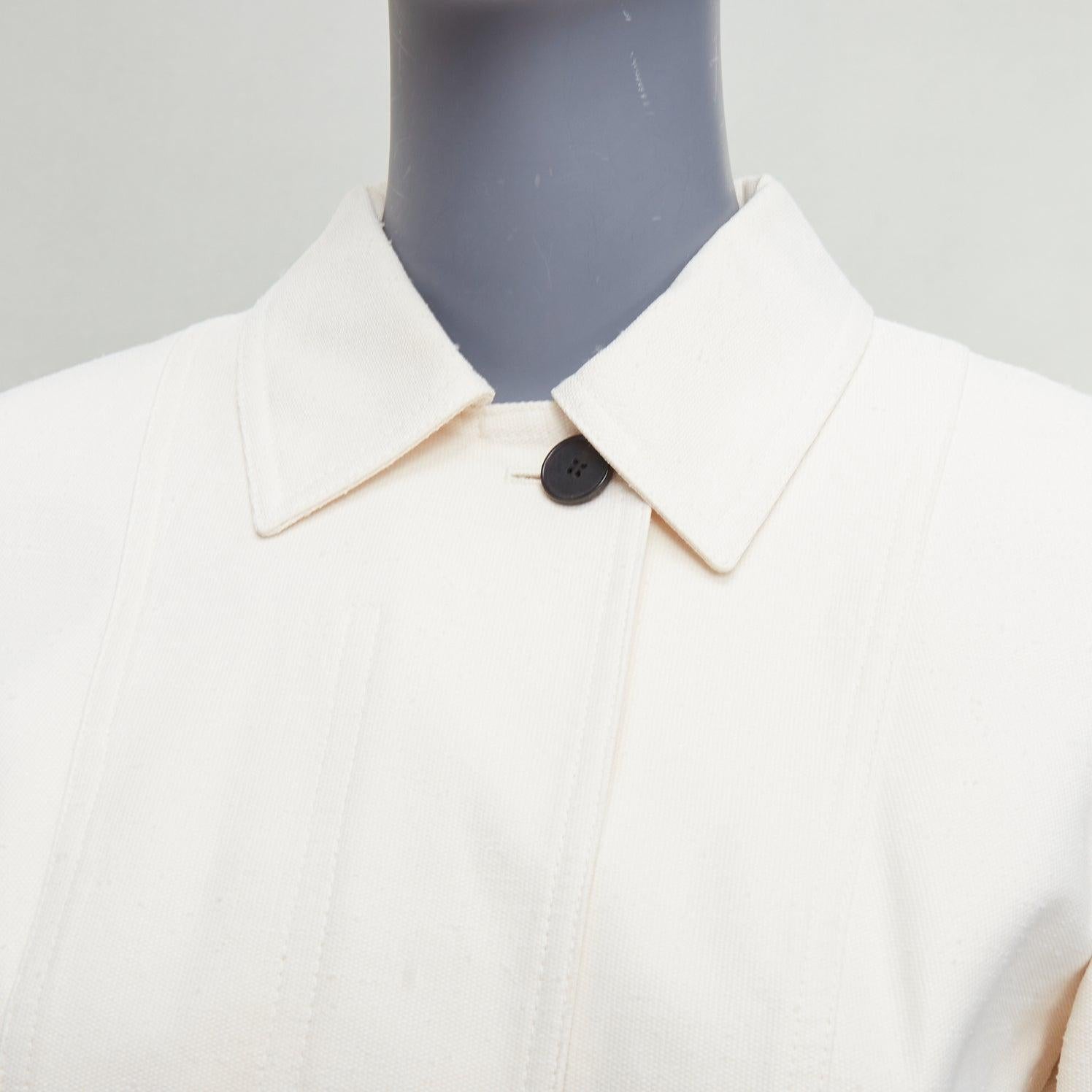 CHRISTIAN DIOR Bar Jacket Veste contour en toile de coton mélangé crème FR36 S en vente 3