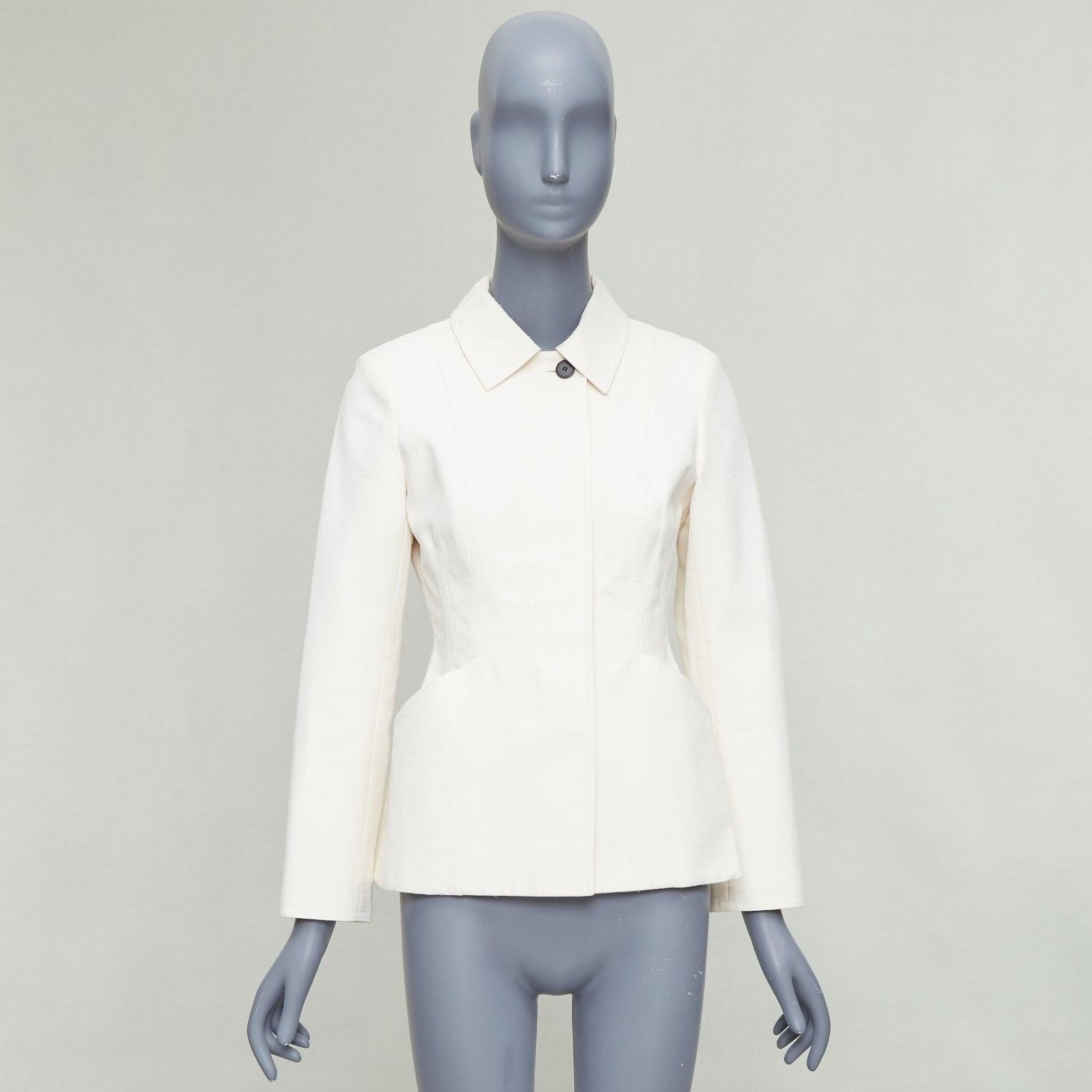 CHRISTIAN DIOR Bar Jacket cream cotton blend canvas contour jacket FR36 S 4