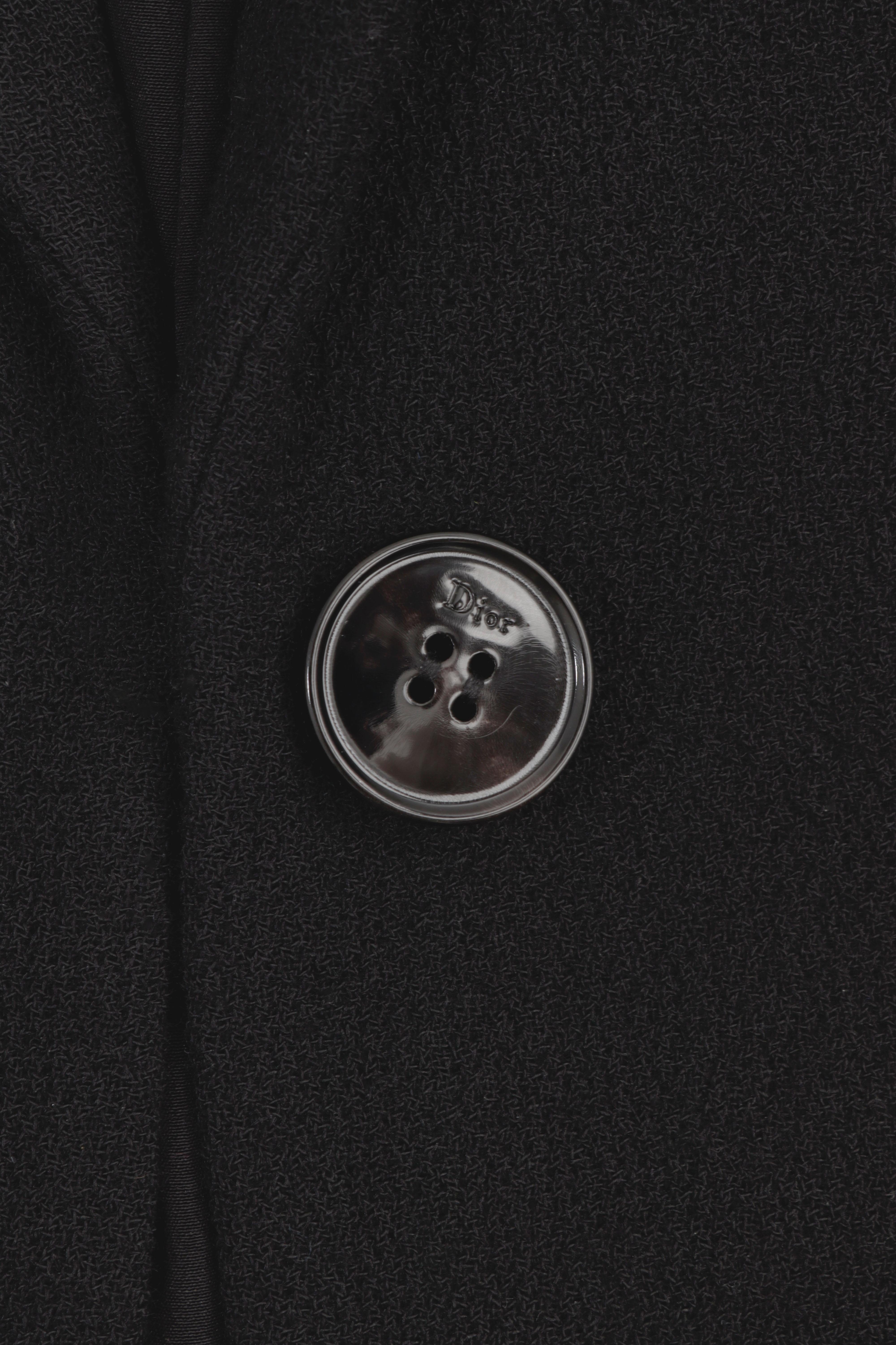 Veste Bar Christian Dior en laine noire avec fronces et nœud en soie en vente 5