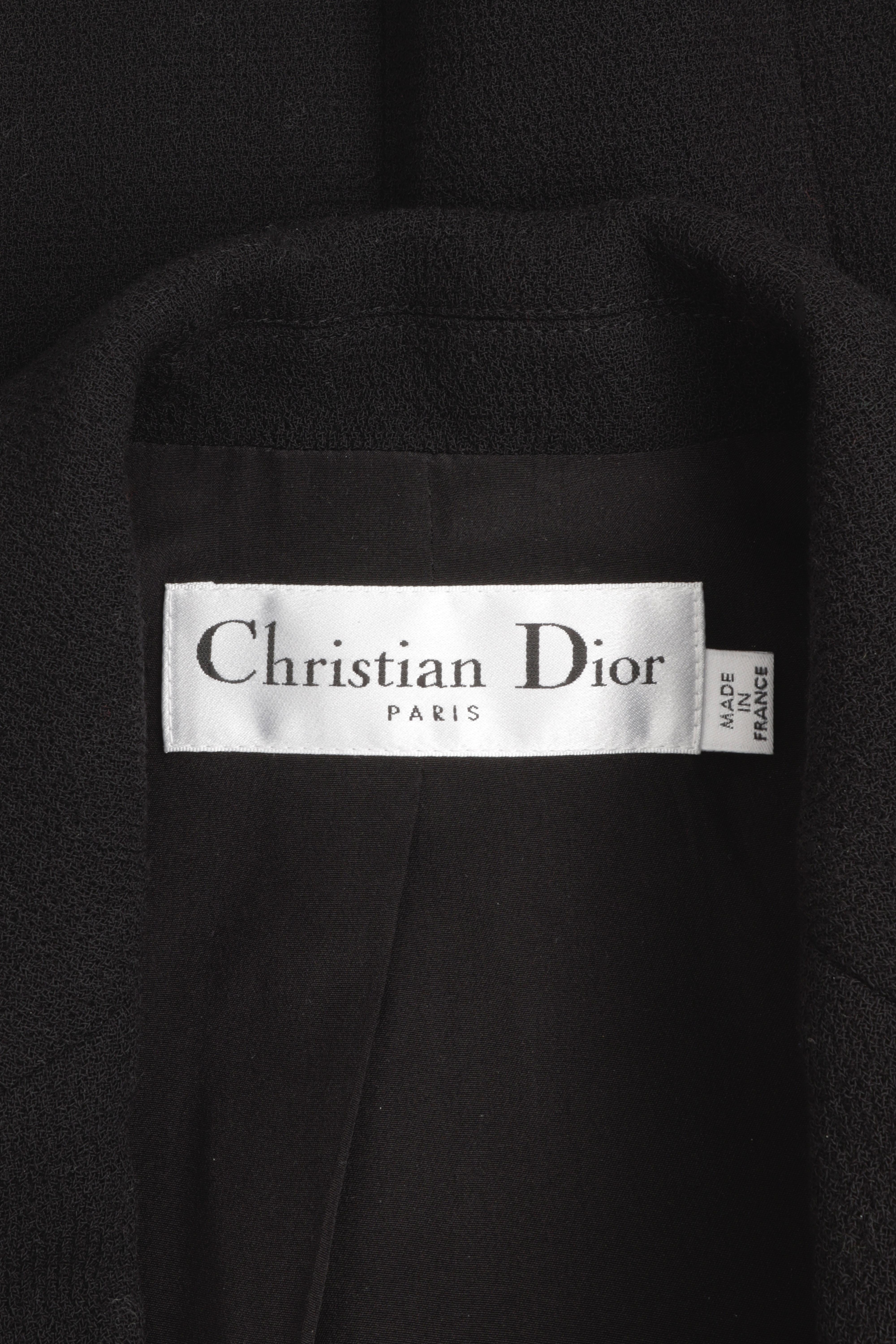 Veste Bar Christian Dior en laine noire avec fronces et nœud en soie en vente 6