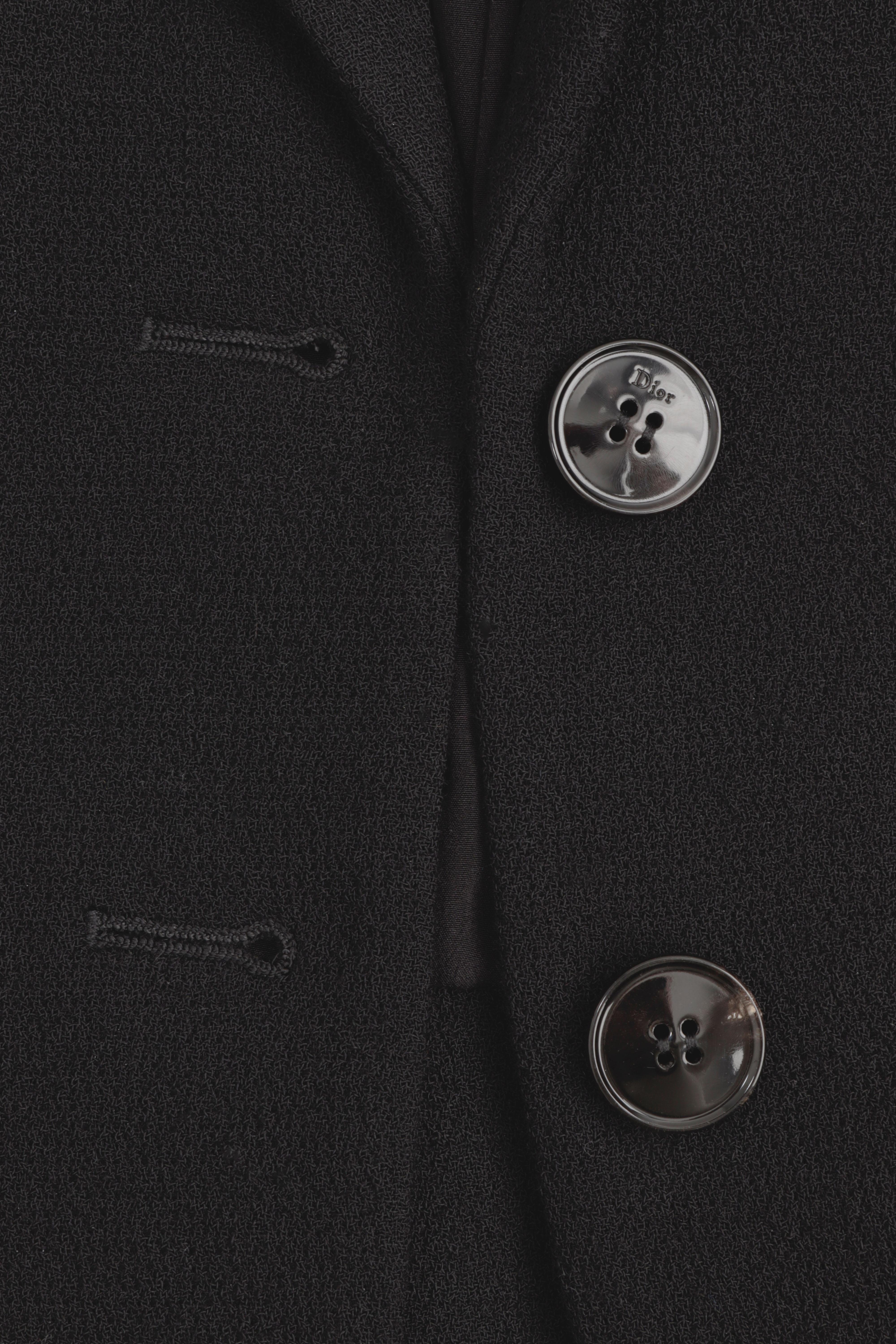 Veste Bar Christian Dior en laine noire avec fronces et nœud en soie en vente 4