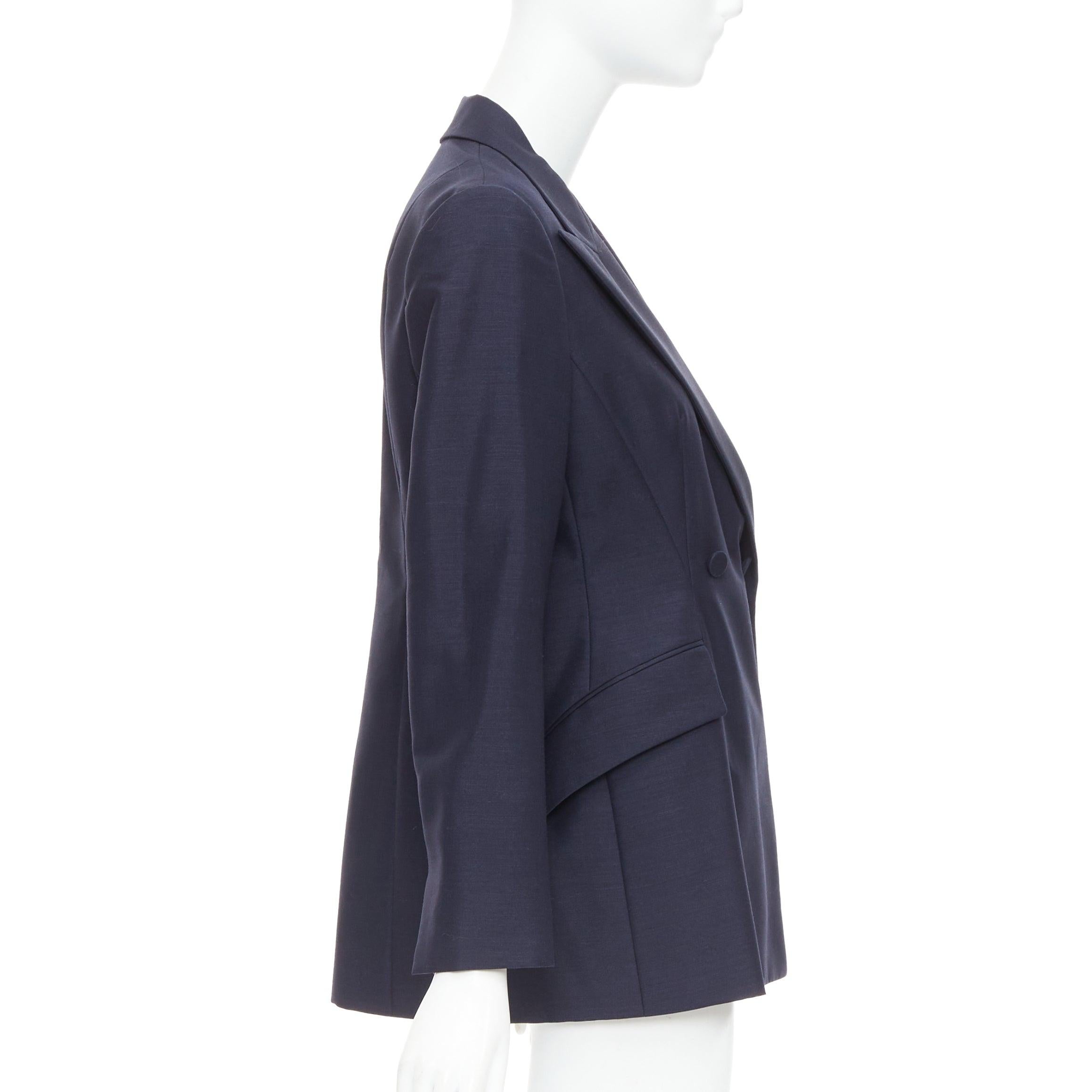 Women's CHRISTIAN DIOR Bar navy mohair wool double breasted silk lined blazer FR42 XL For Sale