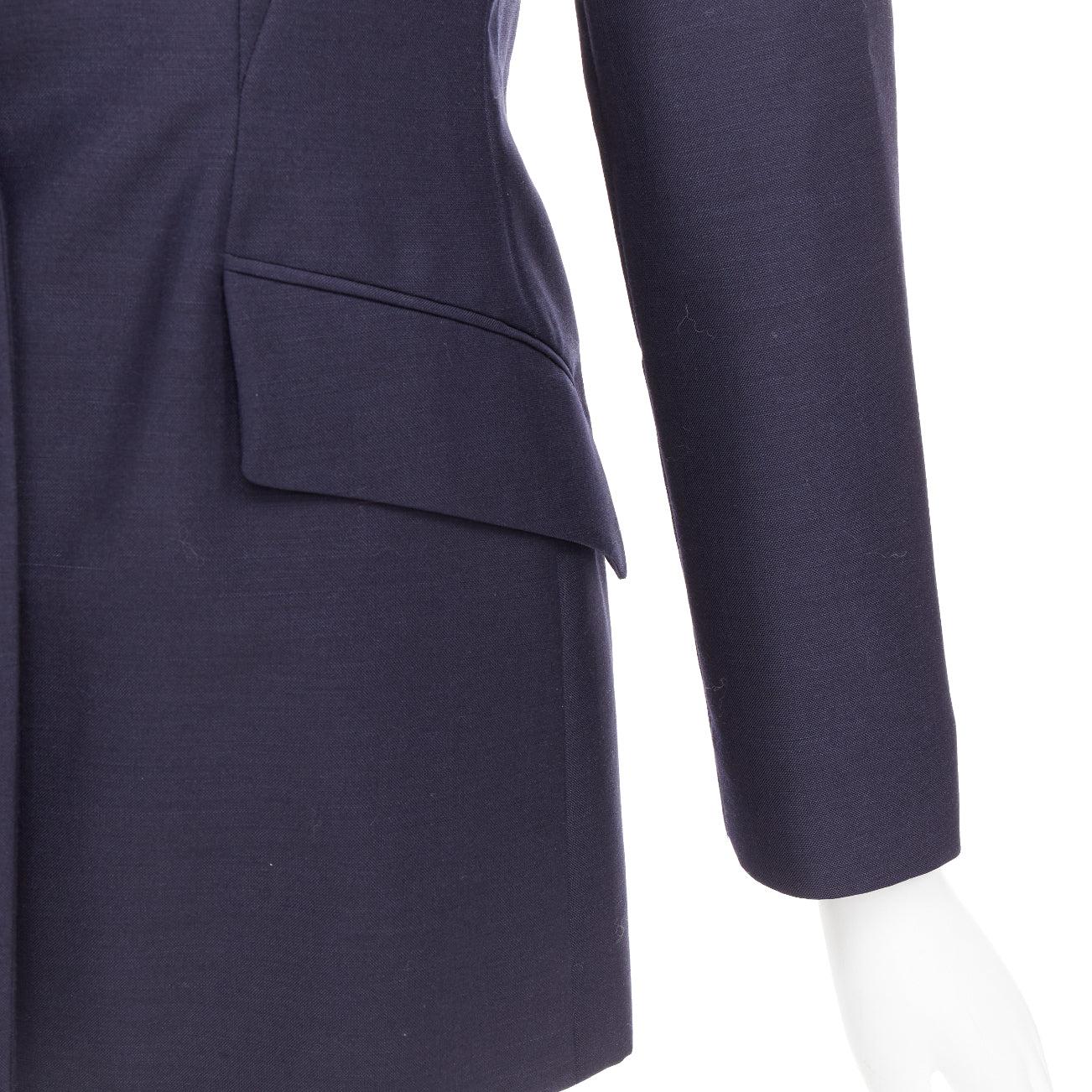 CHRISTIAN DIOR Bar navy mohair wool double breasted silk lined blazer FR42 XL For Sale 3