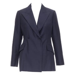 CHRISTIAN DIOR Bar blazer azul marino de lana de mohair con doble botonadura y forro de seda FR42 XL