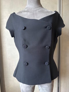 Christian Dior Bar Off-the-Shoulder Jacket in Black Wool and Silk – Size FR 40