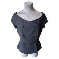 Christian Dior Bar Off-the-Shoulder Jacket in Black Wool and Silk – Size FR 40