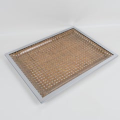 Christian Dior Barware Tray Lucite, Rattan and Chrome