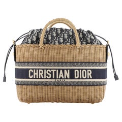 Christian Dior Basket Bag Wicker and Oblique Canvas Large
