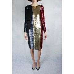 Christian Dior batwings evening sequin dress. circa 1980s