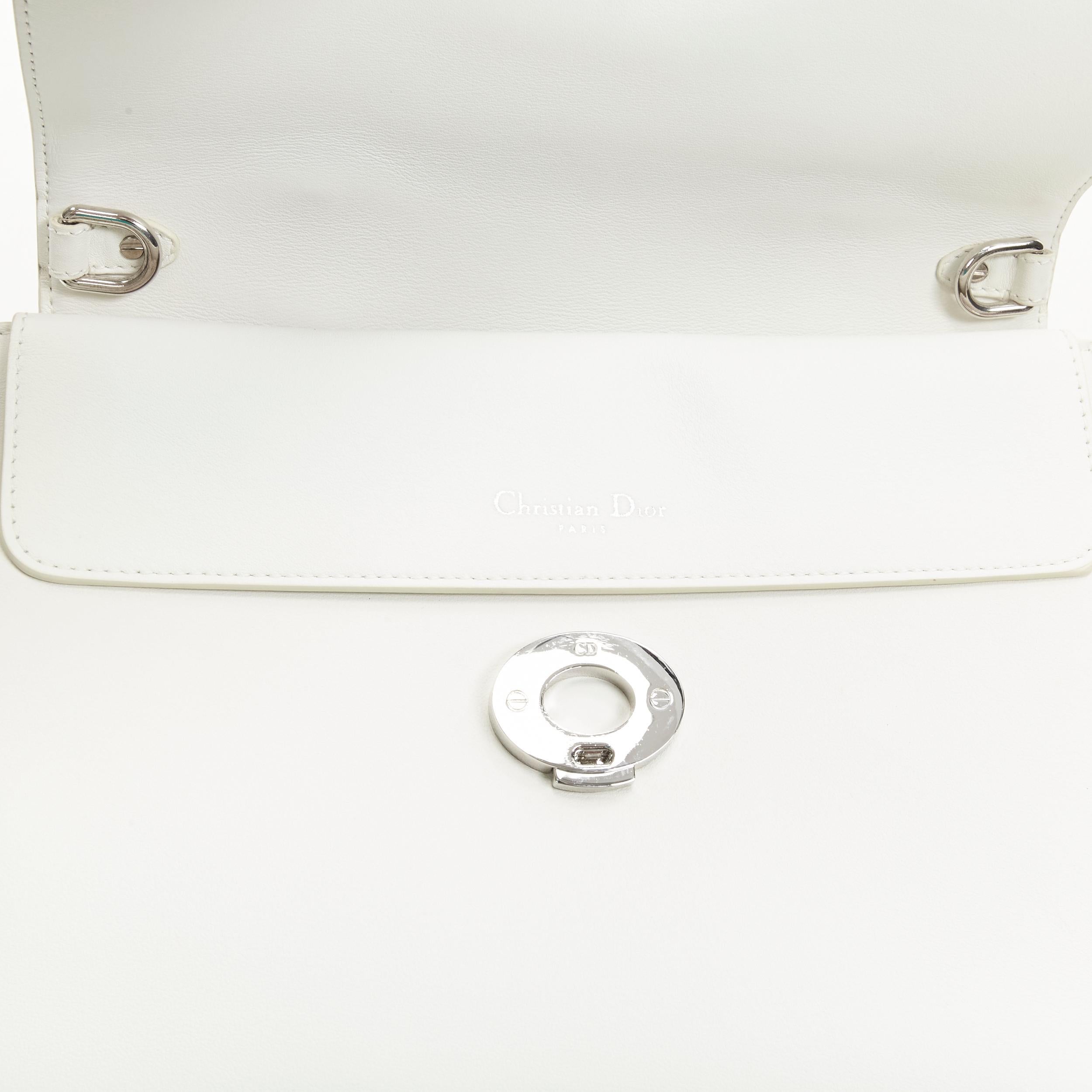 CHRISTIAN DIOR BE Dior black white leather logo charm flap satchel bag 2