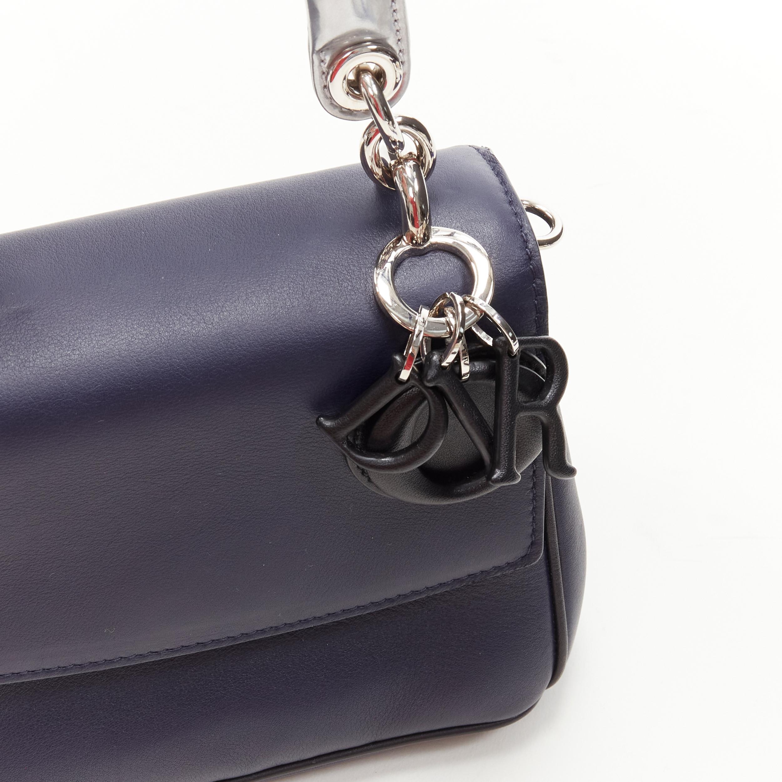 CHRISTIAN DIOR Be Dior Micro blue silver leather flap small shoulder bag In Excellent Condition In Hong Kong, NT