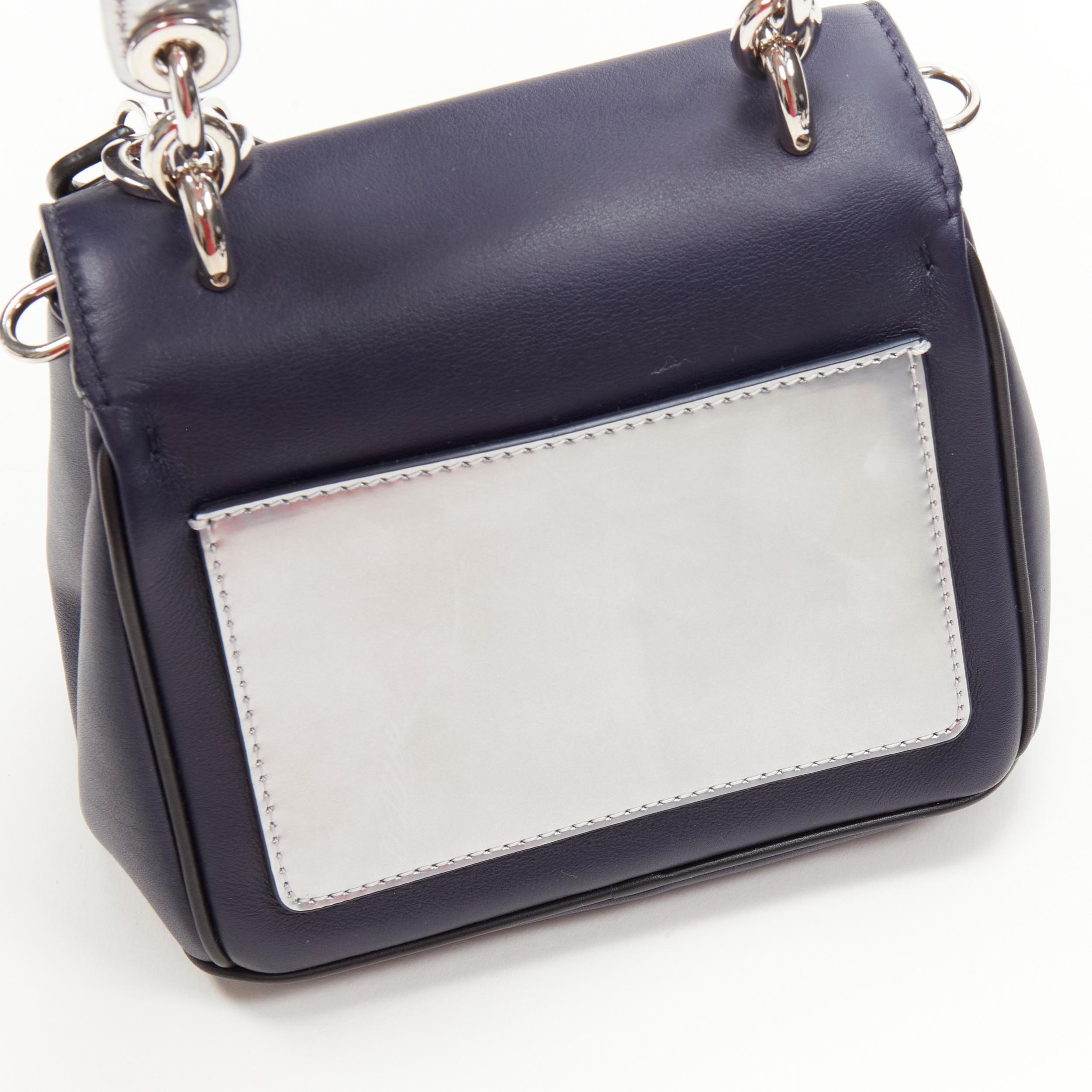 Women's CHRISTIAN DIOR Be Dior Micro blue silver leather flap small shoulder bag