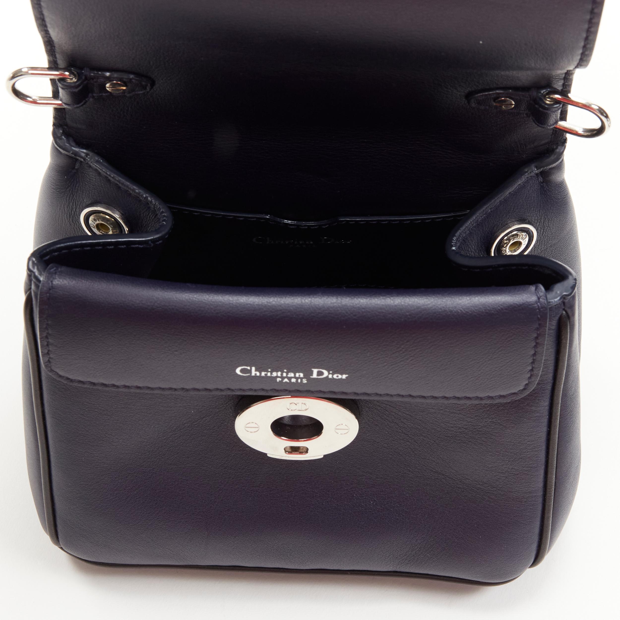 CHRISTIAN DIOR Be Dior Micro blue silver leather flap small shoulder bag 1