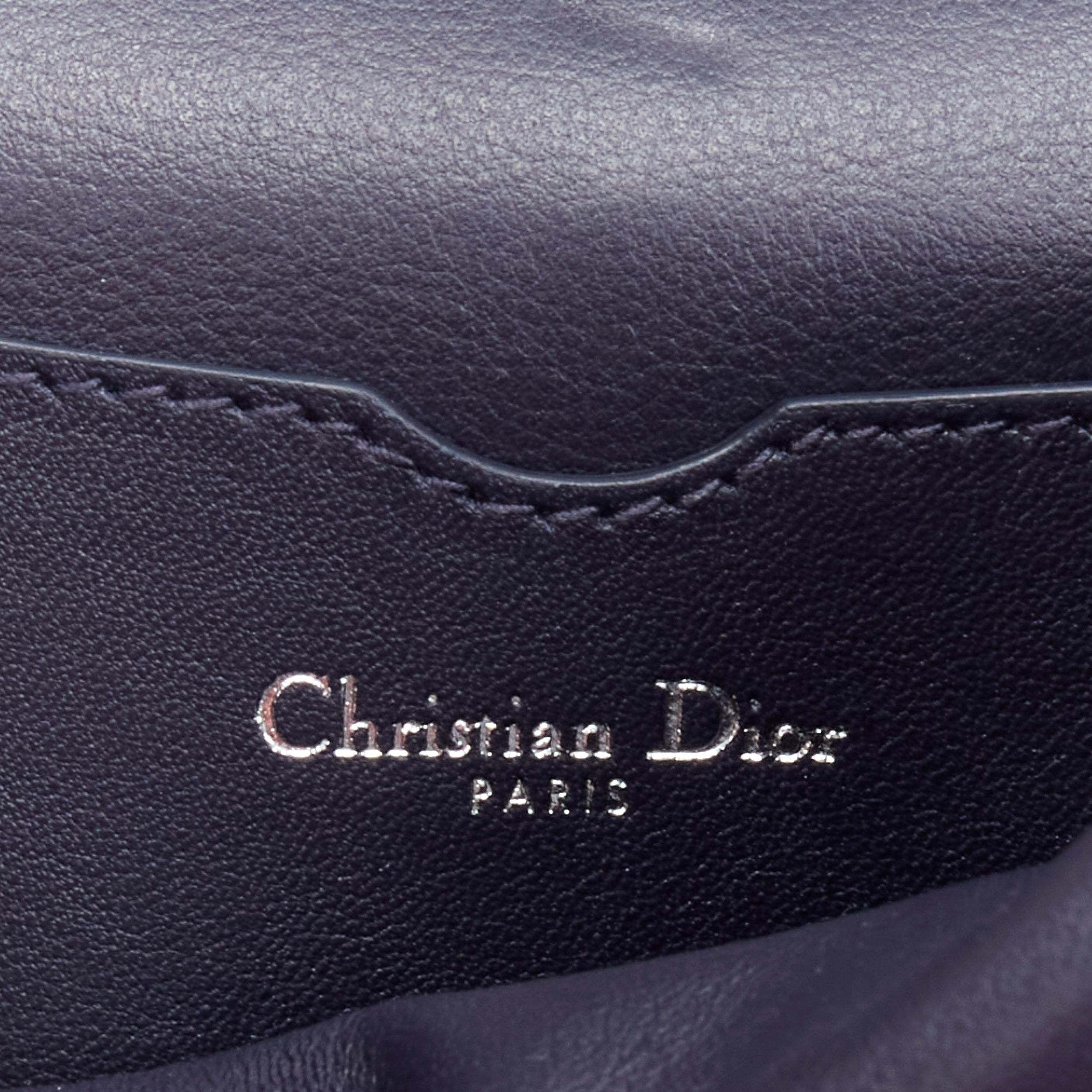 CHRISTIAN DIOR Be Dior Micro blue silver leather flap small shoulder bag 2
