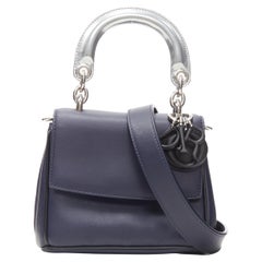 CHRISTIAN DIOR Be Dior Micro blue silver leather flap small shoulder bag