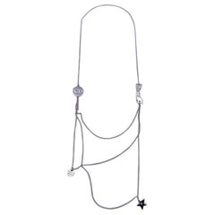 Christian Dior Beauty Silver Metal Multi Strand Ribbon Necklace