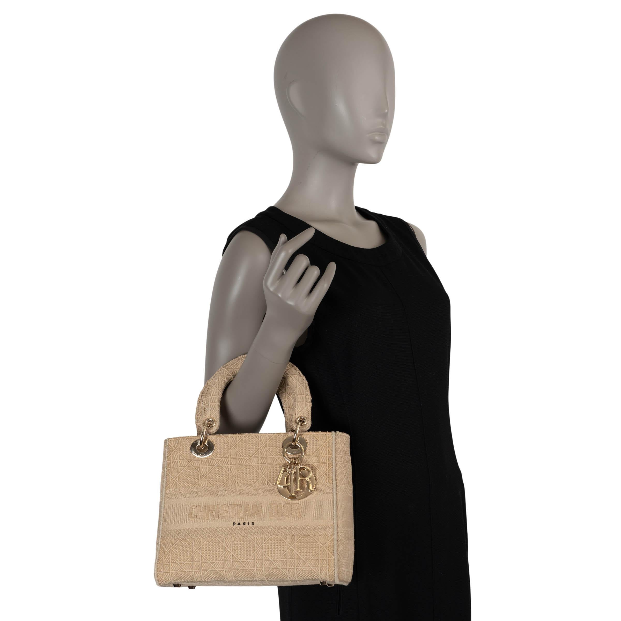 Bolso CHRISTIAN DIOR beige 2020 CANNAGE MEDIUM D-LITE TOTE en venta 7