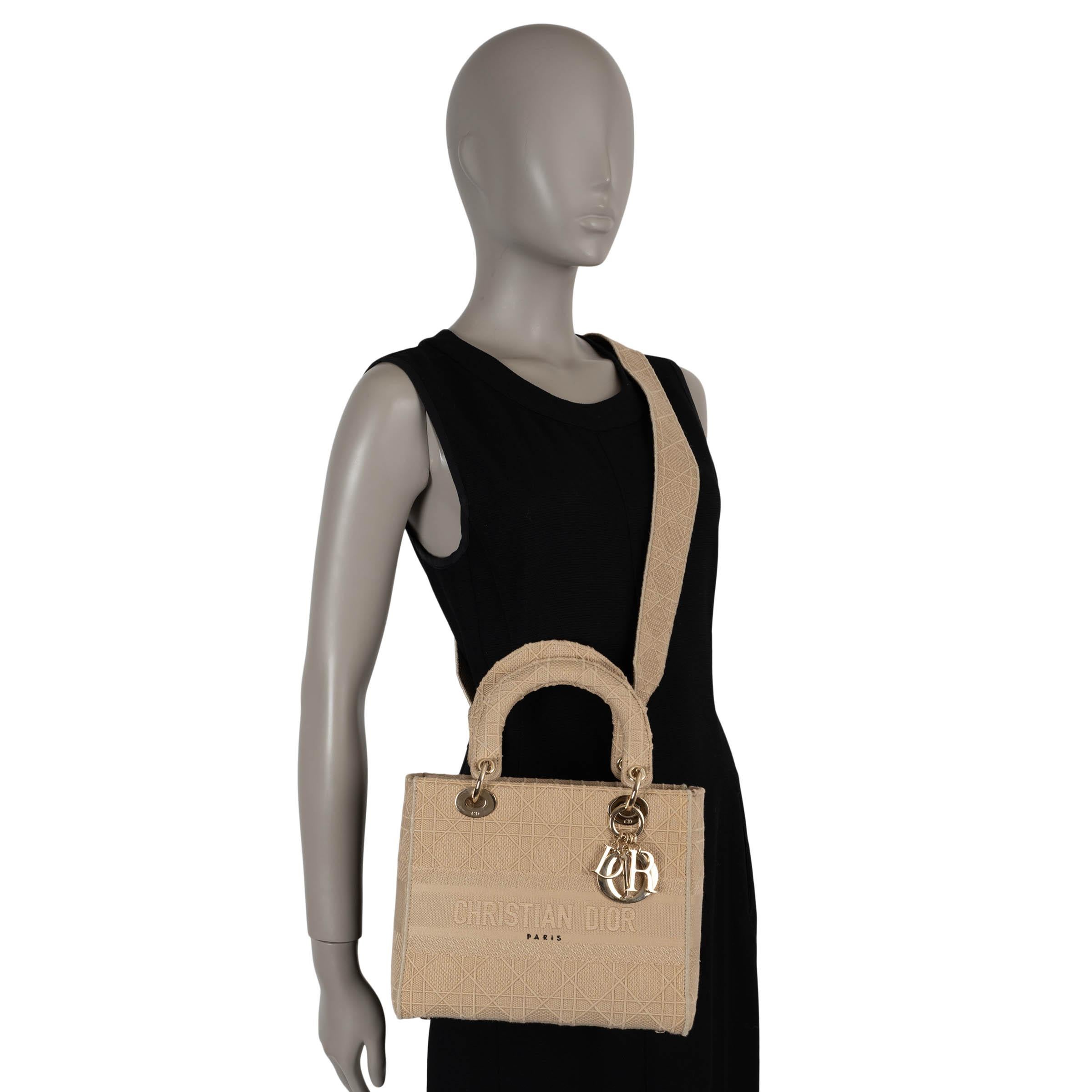 Bolso CHRISTIAN DIOR beige 2020 CANNAGE MEDIUM D-LITE TOTE en venta 8