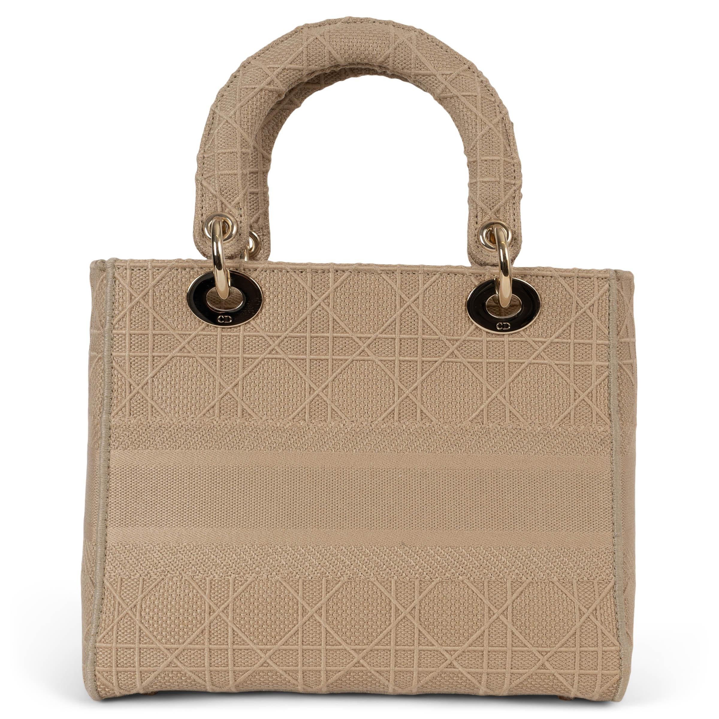 Bolso CHRISTIAN DIOR beige 2020 CANNAGE MEDIUM D-LITE TOTE Beige en venta