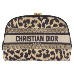 CHRISTIAN DIOR beige 2022 MIZZA EMBROIDERED DOMED Pouch Bag