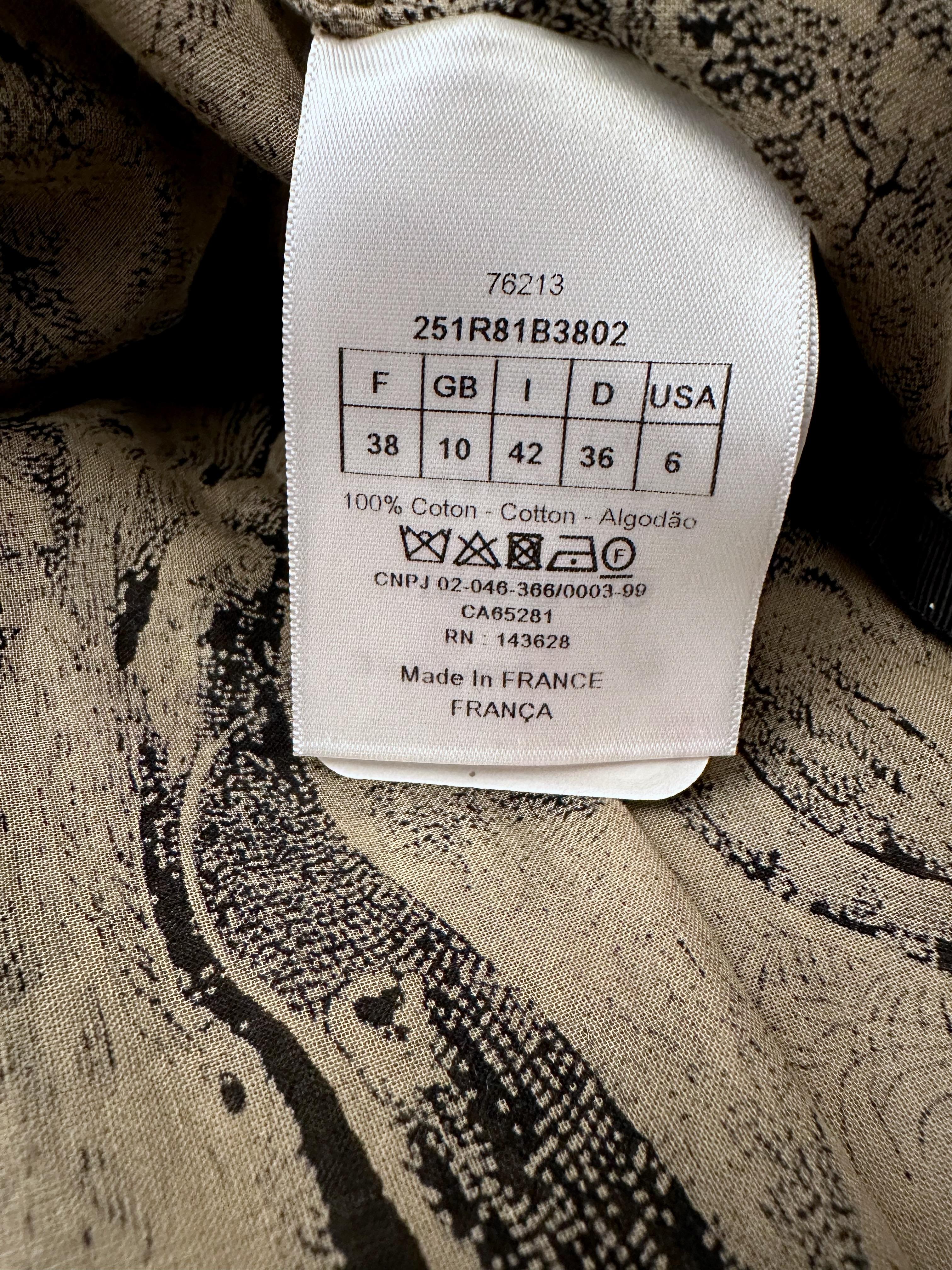 Christian Dior Beige and Black Toile de Jouy Cotton Voile Shirt Dress 3