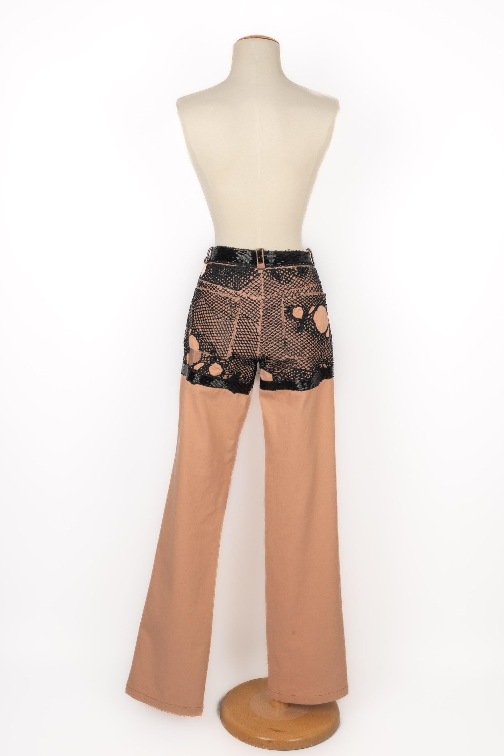 Christian Dior Hose aus beigem und schwarzem Tüll, 2006 im Zustand „Hervorragend“ im Angebot in SAINT-OUEN-SUR-SEINE, FR