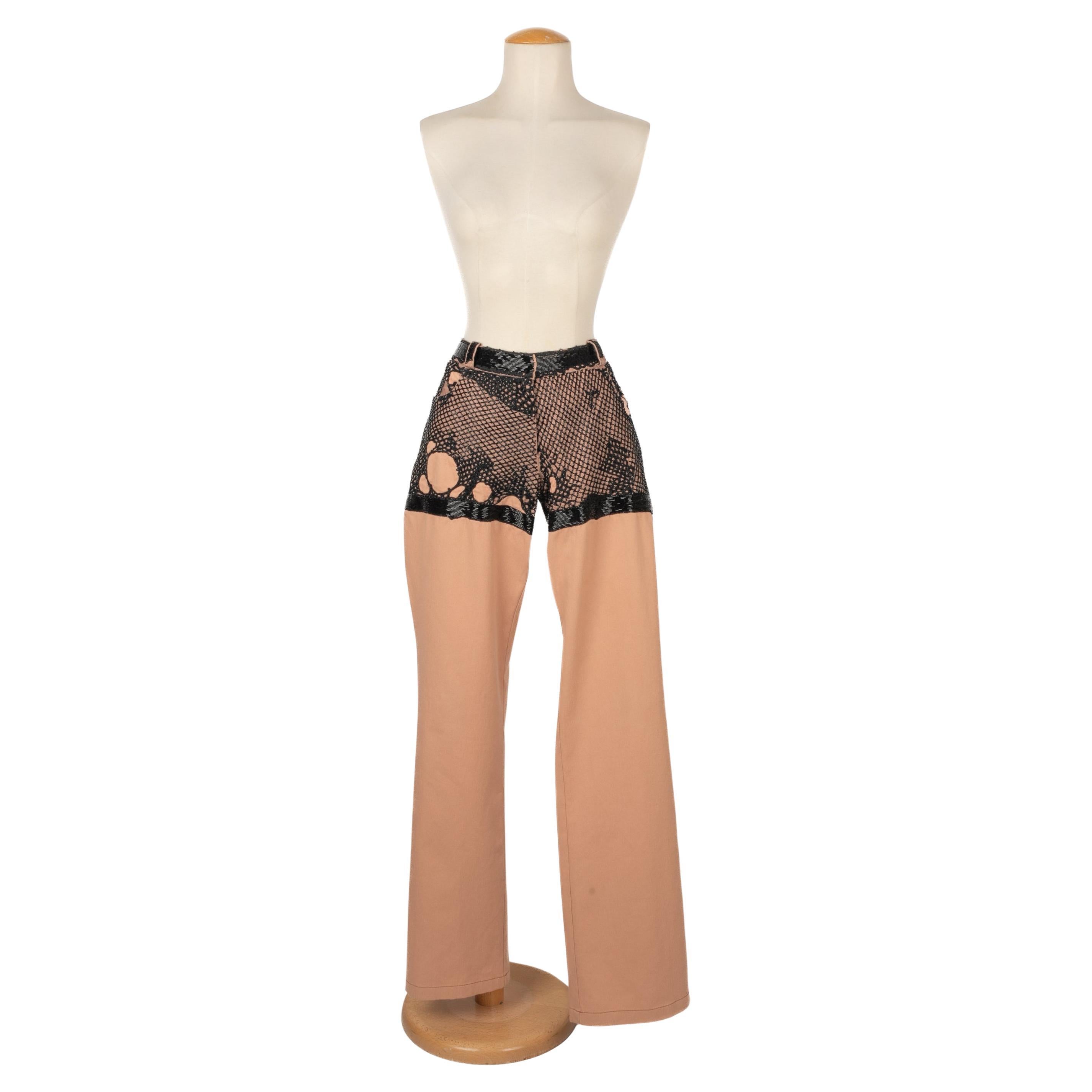 Christian Dior Pantalones de tul beige y negro, 2006