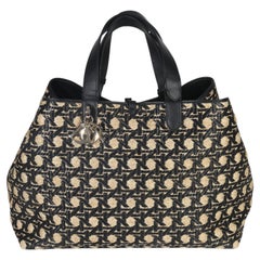 Christian Dior Beige Black Graphic Cannage Raffia Large Toujours
