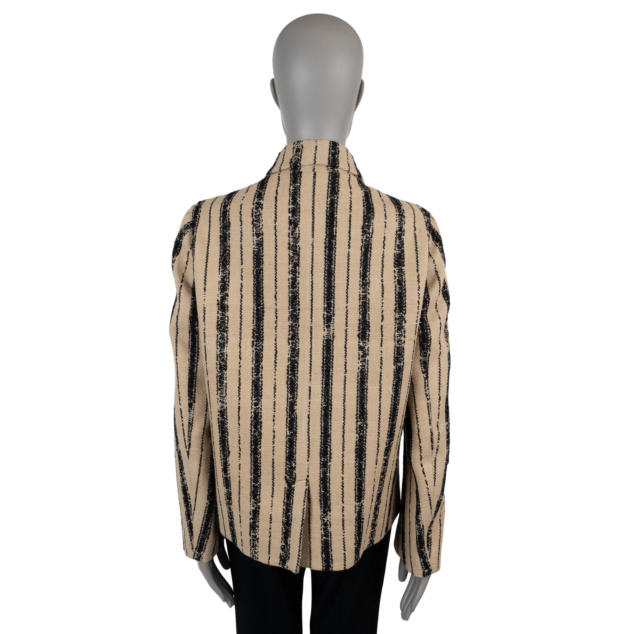 Marrone CHRISTIAN DIOR Giacca TWEED beige e nera in seta e cotone 2020 a righe 42 L in vendita