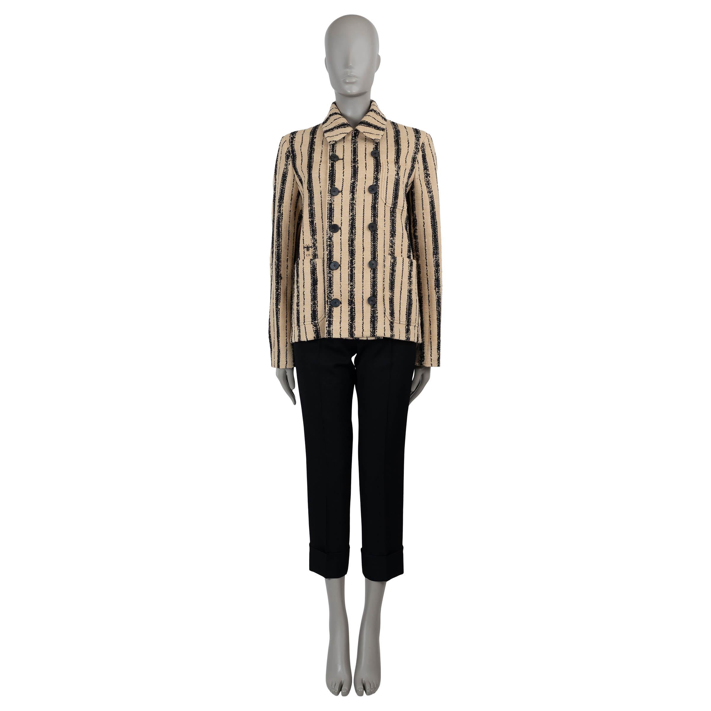 Donna CHRISTIAN DIOR Giacca TWEED beige e nera in seta e cotone 2020 a righe 42 L in vendita