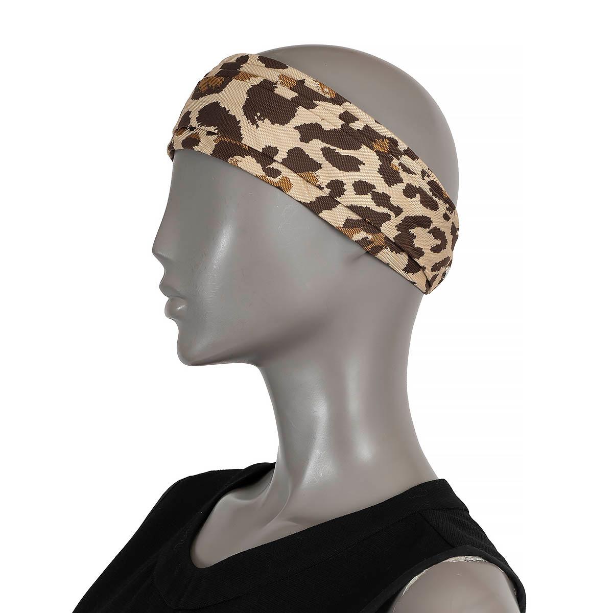 CHRISTIAN DIOR beige brown came cotton & silk LEOPARD Headband For Sale 1