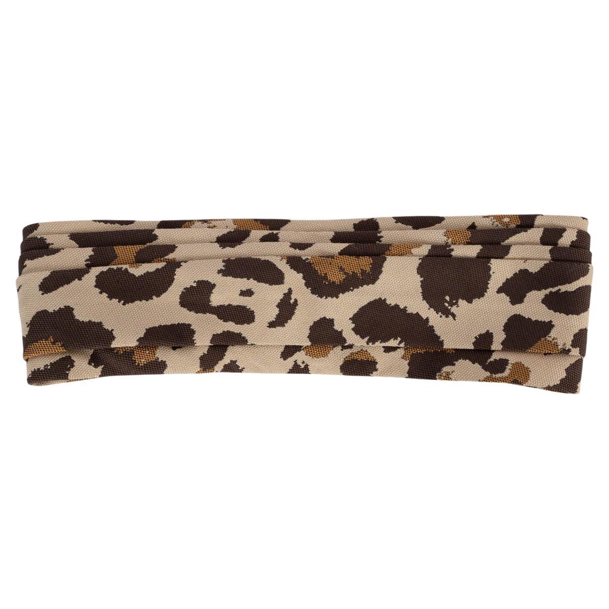 CHRISTIAN DIOR beige-braunes Stirnband aus Baumwolle und Seide LEOPARD im Angebot