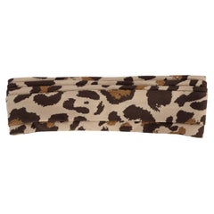 CHRISTIAN DIOR beige brown came cotton & silk LEOPARD Headband