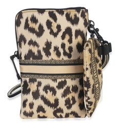 Christian Dior Beige Brown Mizza Leopard Technical Fabric DiorTravel Pouch Set