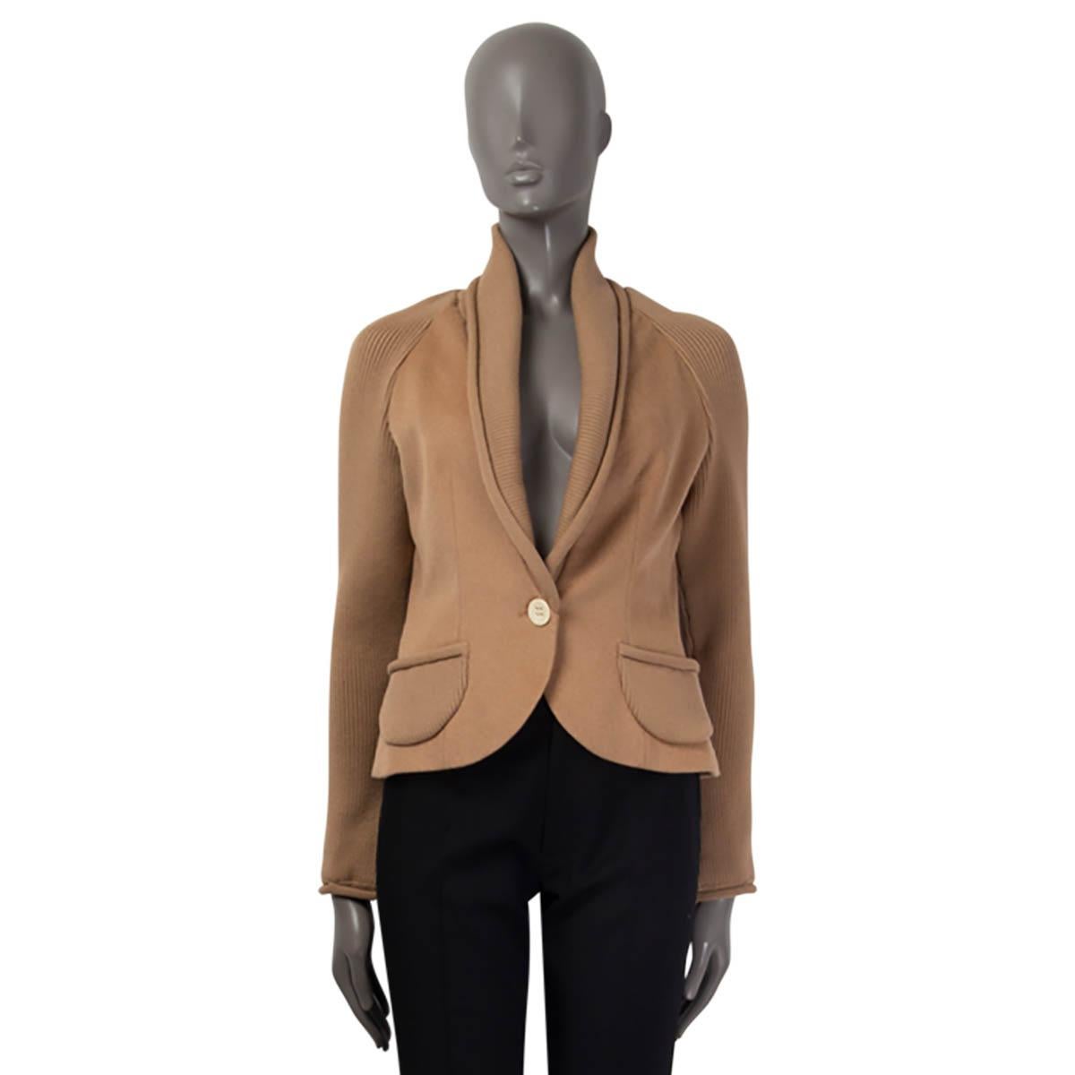 Beige CHRISTIAN DIOR Veste blazer COLLAR en poils de chameau beige 40 M en vente