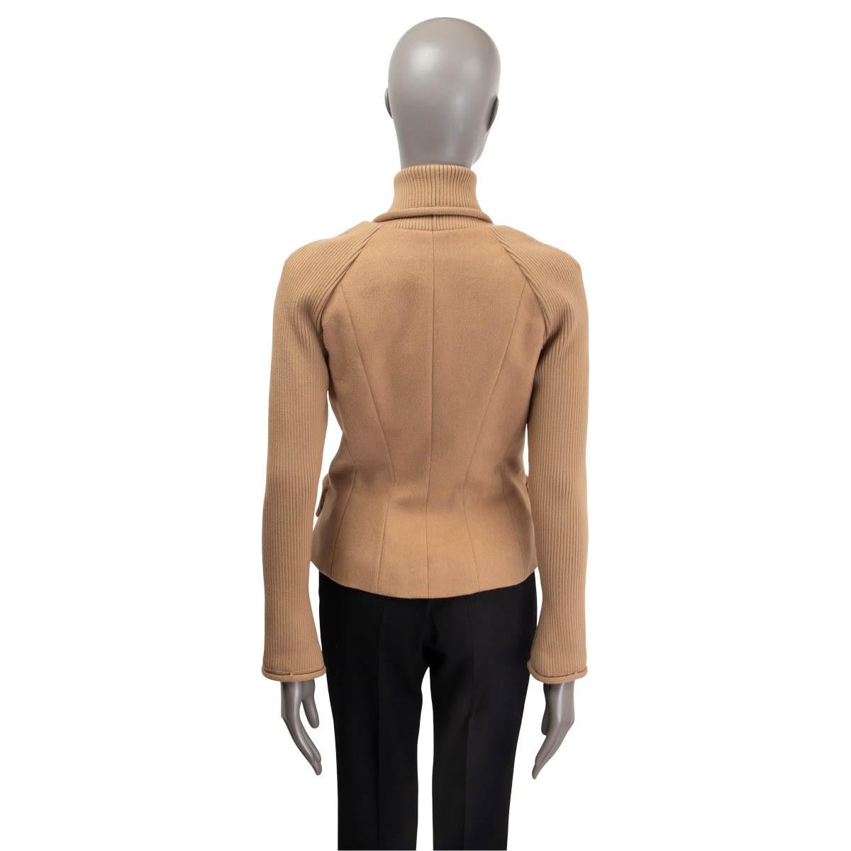 CHRISTIAN DIOR Veste blazer COLLAR en poils de chameau beige 40 M en vente 1