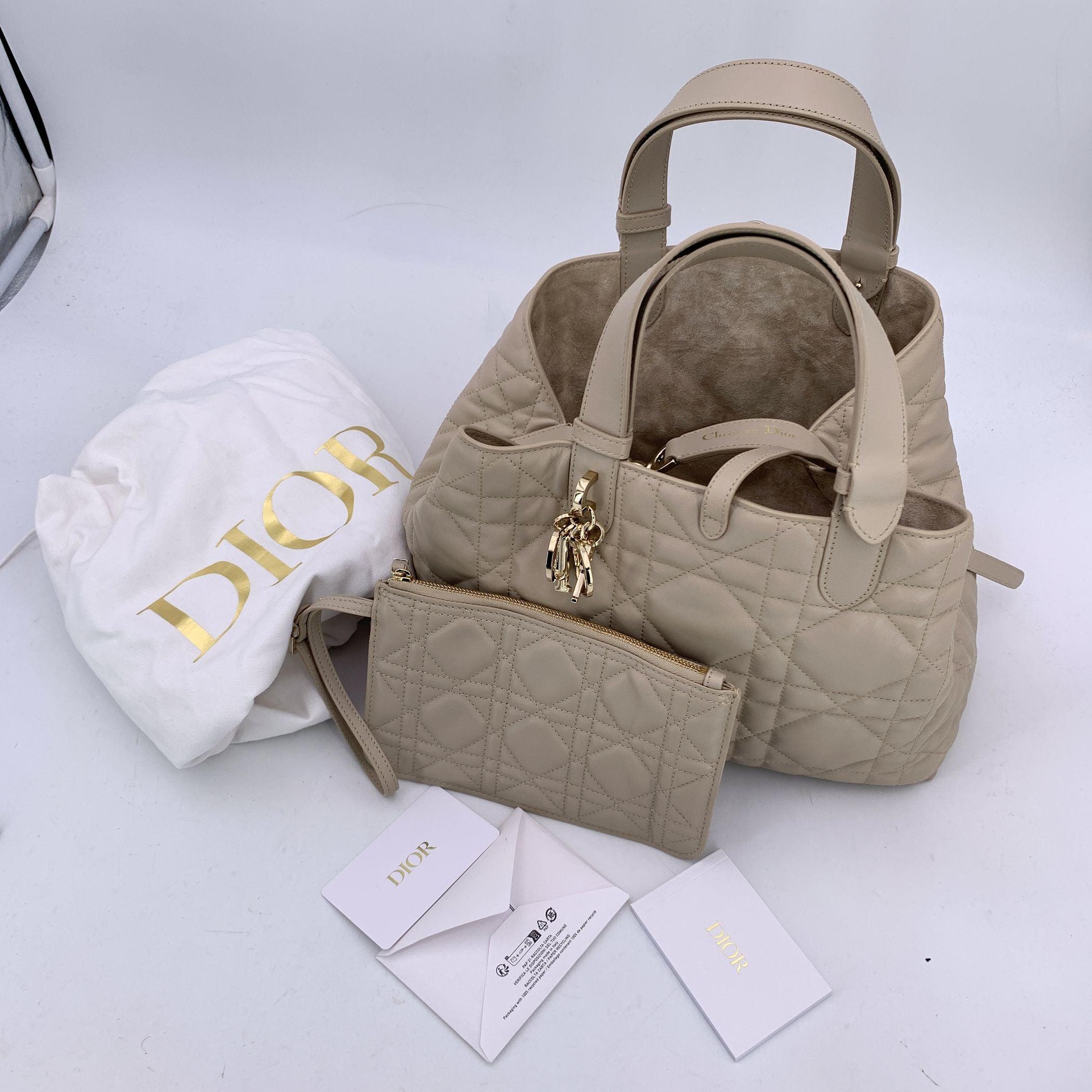 Christian Dior Beige Cannage Leather Quilted Toujours Tote Bag 3