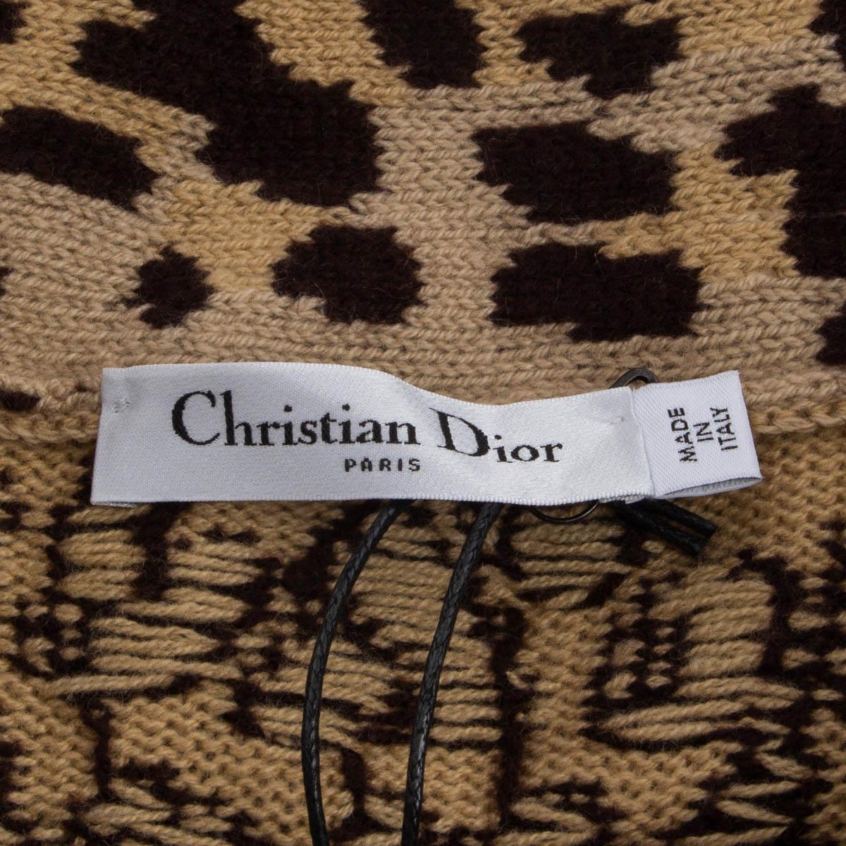 Women's CHRISTIAN DIOR beige cashmere LEOPARD BOW Sweater 38 S For Sale