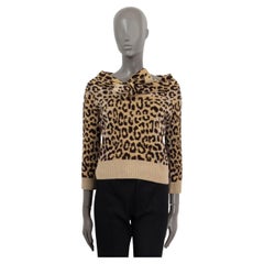 CHRISTIAN DIOR beige cashmere LEOPARD BOW Sweater 38 S
